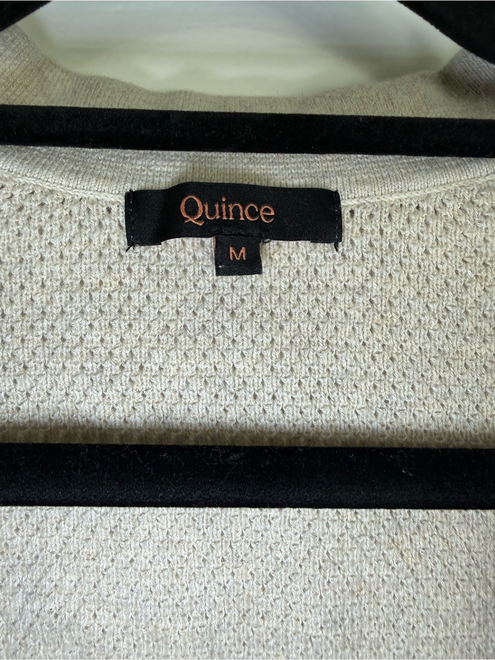 Quince 100% Organic Cotton Mesh Stitch Button-Up Sweater Polo Beige Old Money M - Picture 5 of 14